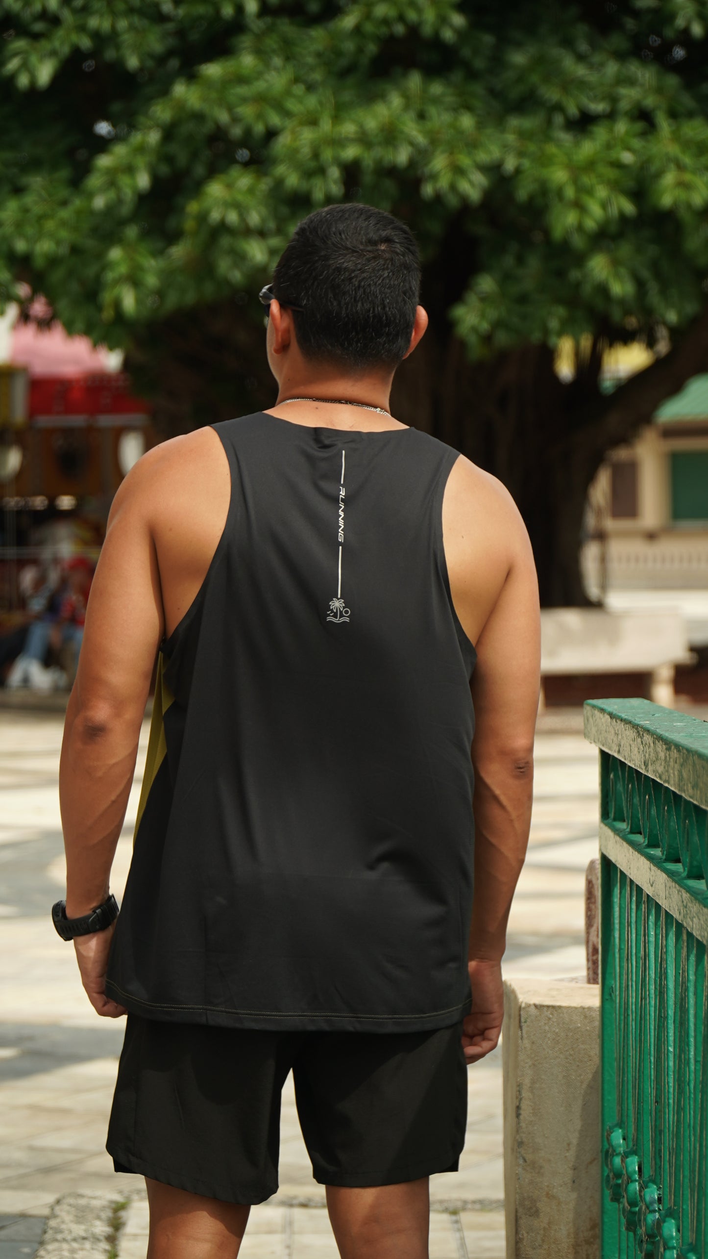 Green and black tank top