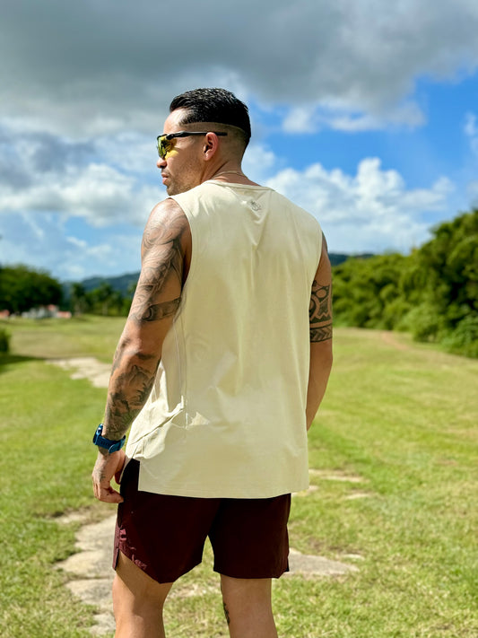 MEN’S MICRO TEXTURE BEIGE TANK